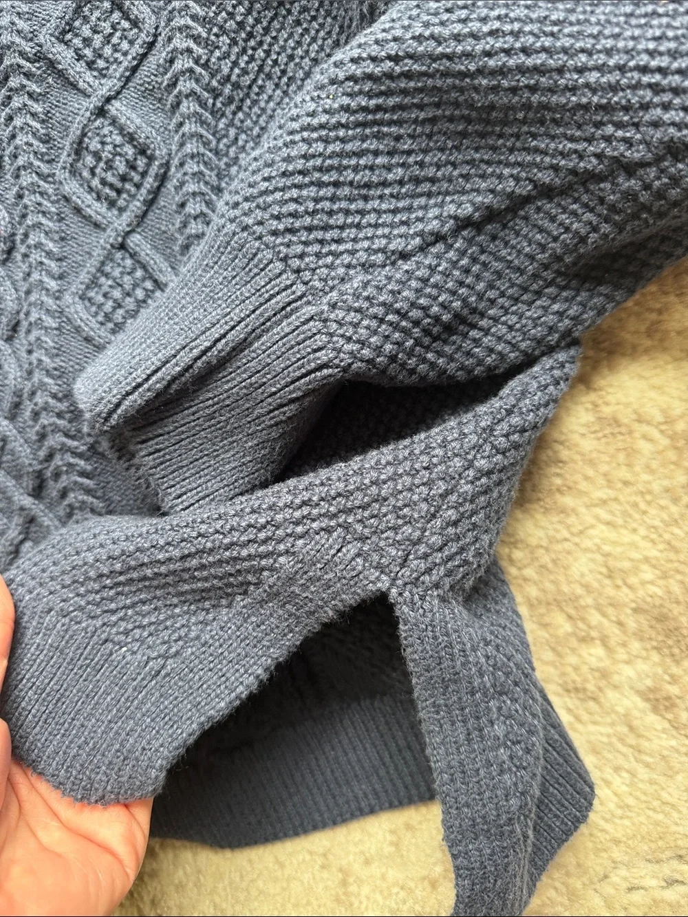 J. Crew 100% cotton Cable Knit Crewneck Sweater in Navy, medium